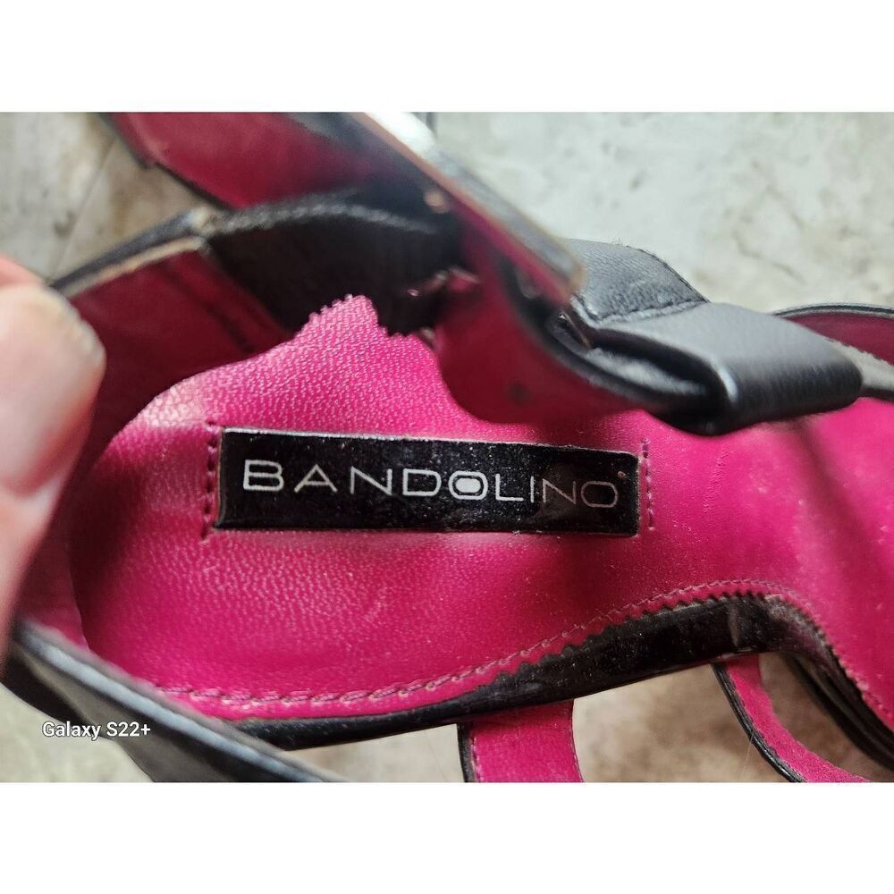 Bandolino black leather w hot pink footbed high heel sandals Sz 9.5 - Picture 5 of 10